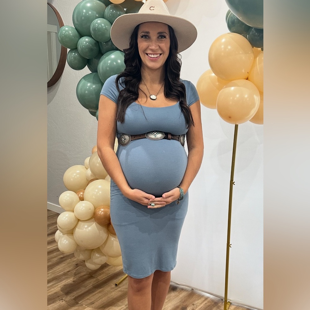 Super soft blue maternity dress